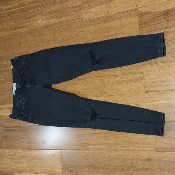 Garage Mid Rise Distressed Black Skinny Jeans - Picture 1 of 12